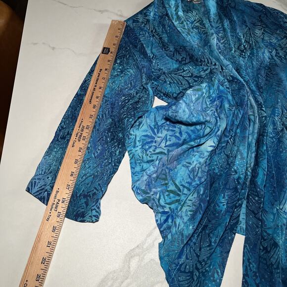 Cahaya by Tanami Open Front Kimono Beach Swim Cover Up Size Large Blue Tropical - Picture 7 of 9